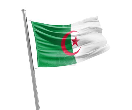 Téléchargez les photos : Algérie agitant drapeau sur fond blanc - en image libre de droit