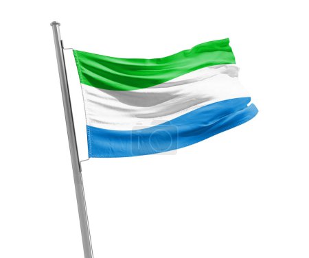 Téléchargez les photos : Sierra Leone waving flag on white background - en image libre de droit