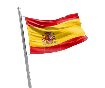 Foto de España ondeando bandera sobre fondo blanco - Imagen libre de derechos