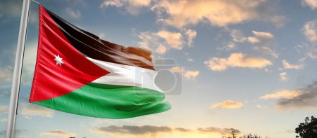 Photo for Jordan waving flag in beautiful sky with clouds - Royalty Free Image
