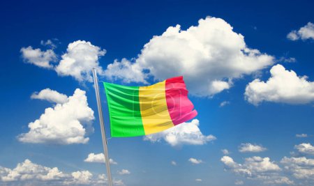 Photo for Mali waving flag in beautiful sky with clouds - Royalty Free Image