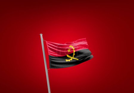 Téléchargez les photos : Drapeau Angola contre rouge - en image libre de droit