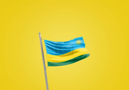 Téléchargez les photos : Drapeau Rwanda contre jaune - en image libre de droit