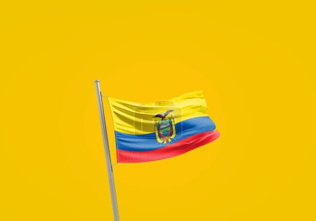 Téléchargez les photos : Drapeau Équateur contre jaune - en image libre de droit
