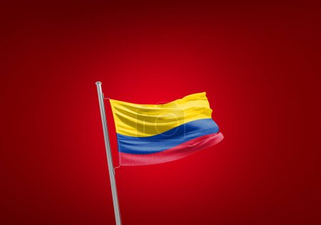 Foto de Bandera de Colombia contra rojo - Imagen libre de derechos