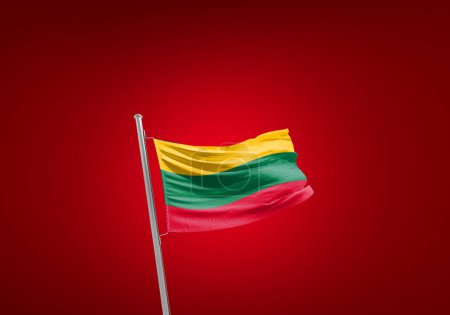 Foto de Bandera de Lituania contra rojo - Imagen libre de derechos
