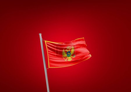 Foto de Montenegro bandera contra rojo - Imagen libre de derechos