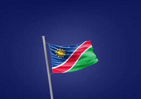 Photo for Namibia flag against dark blue - Royalty Free Image