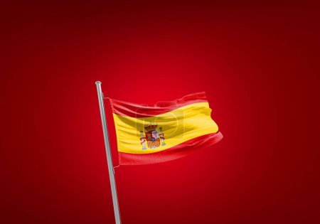 Foto de Bandera de España contra rojo - Imagen libre de derechos