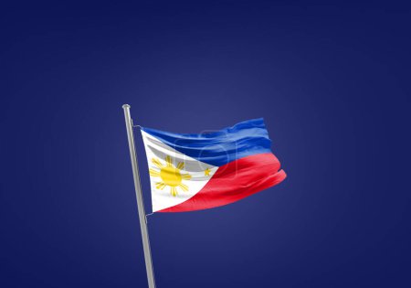 Foto de Bandera de Filipinas contra azul oscuro - Imagen libre de derechos