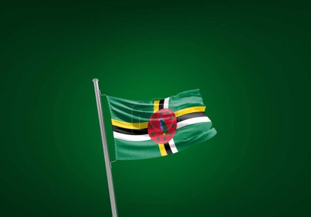 Foto de Bandera Dominica contra verde - Imagen libre de derechos