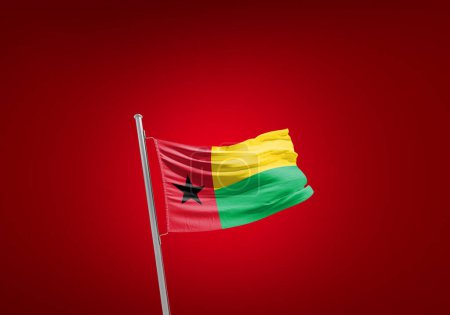 Téléchargez les photos : Drapeau Guinée-Bissau contre rouge - en image libre de droit