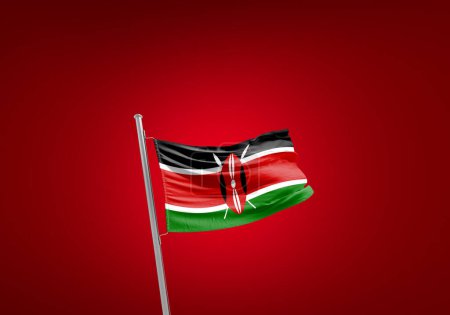 Téléchargez les photos : Drapeau du Kenya contre rouge - en image libre de droit