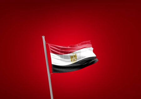 Foto de Bandera de Egipto contra rojo - Imagen libre de derechos