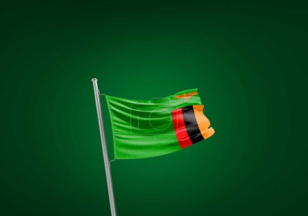 Téléchargez les photos : Drapeau Zambie contre vert - en image libre de droit