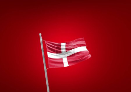Téléchargez les photos : Drapeau Danemark contre rouge - en image libre de droit