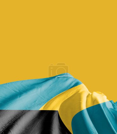 Téléchargez les photos : Drapeau des Bahamas contre jaune - en image libre de droit