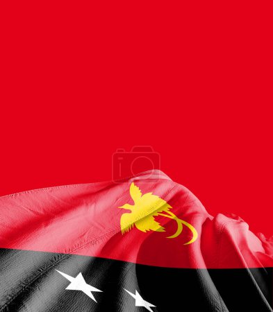Foto de Papua Nueva Guinea bandera contra rojo - Imagen libre de derechos