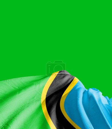 Foto de Bandera de Tanzania contra verde - Imagen libre de derechos