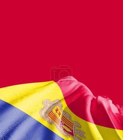Foto de Bandera de Andorra contra rojo - Imagen libre de derechos