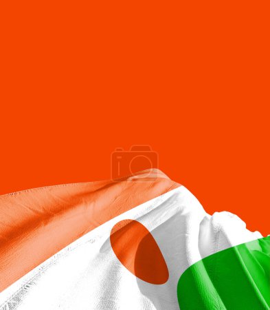 Photo for Niger flag against orange - Royalty Free Image