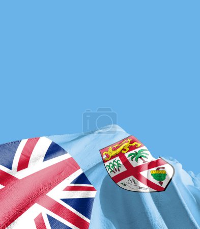 Foto de Bandera de Fiji contra azul - Imagen libre de derechos