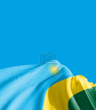 Foto de Bandera de Ruanda contra azul - Imagen libre de derechos