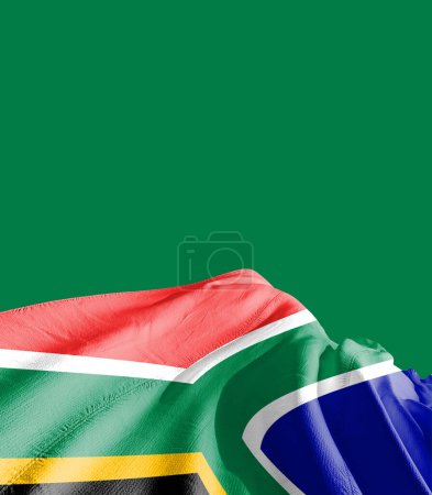 Foto de Bandera de Sudáfrica contra verde - Imagen libre de derechos