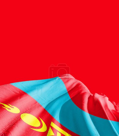 Foto de Bandera de Mongolia contra rojo - Imagen libre de derechos