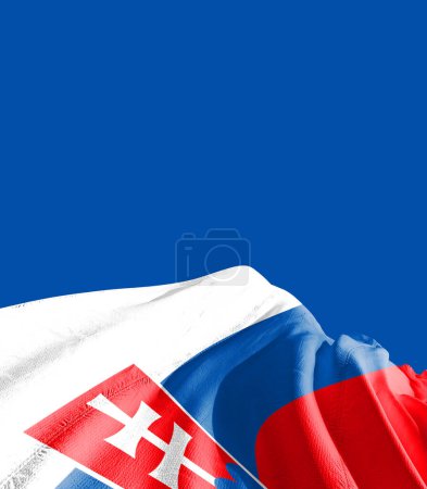 Photo for Slovakia flag against dark blue - Royalty Free Image