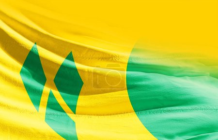 Photo for Saint Vincent and the Grenadines waving flag close up - Royalty Free Image