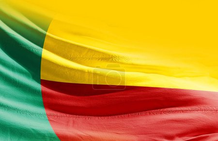 Foto de Benin ondeando bandera de cerca - Imagen libre de derechos
