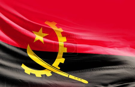Foto de Angola ondeando bandera de cerca - Imagen libre de derechos