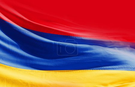 Foto de Armenia ondeando bandera de cerca - Imagen libre de derechos