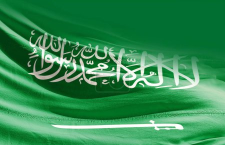 Foto de Arabia Saudita ondeando bandera de cerca - Imagen libre de derechos