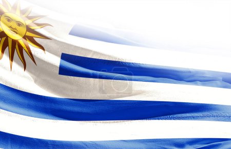 Téléchargez les photos : Uruguay agitant le drapeau de près - en image libre de droit