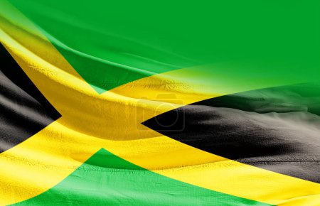 Foto de Jamaica ondeando bandera de cerca - Imagen libre de derechos