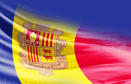 Téléchargez les photos : Andorre agitant le drapeau de près - en image libre de droit
