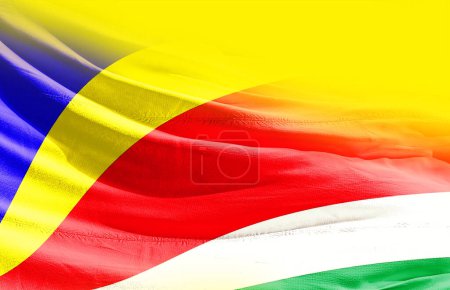 Foto de Seychelles ondeando bandera de cerca - Imagen libre de derechos