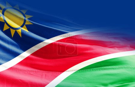 Foto de Namibia ondeando bandera de cerca - Imagen libre de derechos
