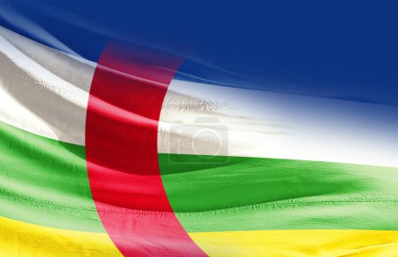 Foto de República Centroafricana ondeando bandera de cerca - Imagen libre de derechos