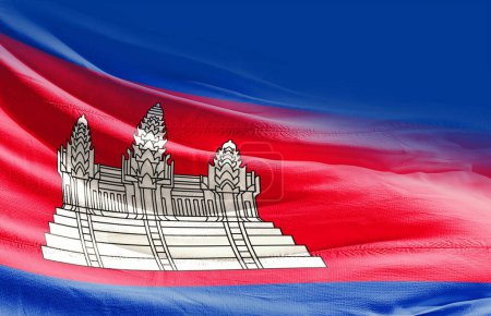 Foto de Camboya ondeando bandera de cerca - Imagen libre de derechos