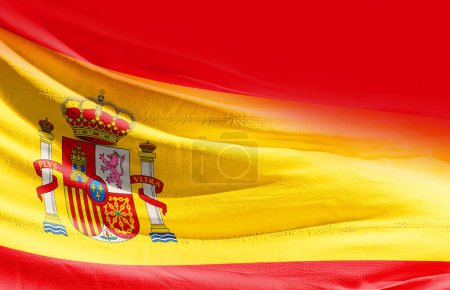 Foto de España ondeando bandera de cerca - Imagen libre de derechos