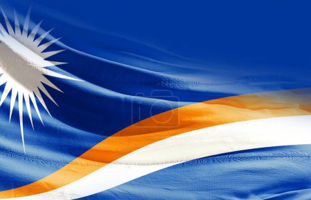 Foto de Islas Marshall ondeando bandera de cerca - Imagen libre de derechos