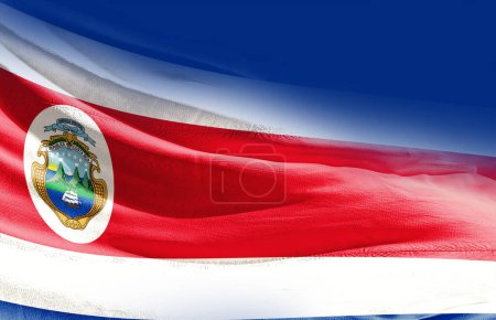 Costa Rica waving flag close up