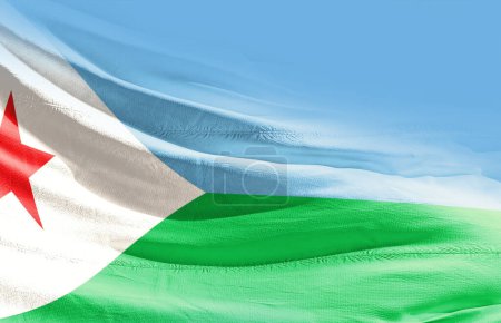 Foto de Yibuti ondeando bandera de cerca - Imagen libre de derechos