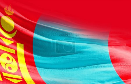 Téléchargez les photos : Mongolie agitant le drapeau de près - en image libre de droit
