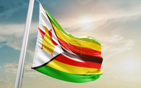 Téléchargez les photos : Zimbabwe waving flag against sky - en image libre de droit