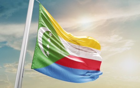 Foto de Comoros waving flag against sky - Imagen libre de derechos