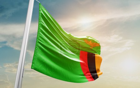 Foto de Zambia waving flag against sky - Imagen libre de derechos